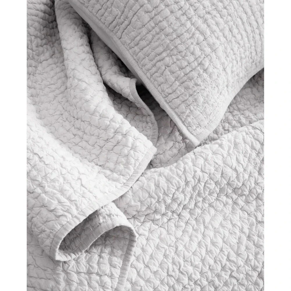Quince European Linen Cotton Stitch Quilt Set King/Cal King White HARD TO FIND